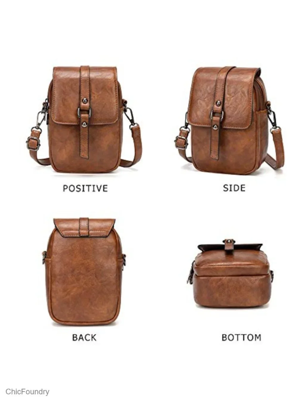 Small Crossbody Phone Bag in PU Leather with Adjustable Strap